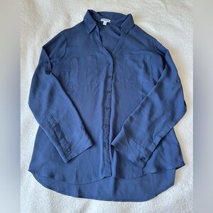 Express medium blue button down blouse size large